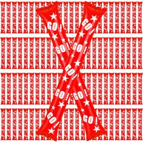 Hungdao 100 Pcs Thunder Sticks Team Spirit Boom Sticks Cheerleading Football Noise Makers Inflatable Noisemakers for Party Dance Basketball Sporting Event (Red)