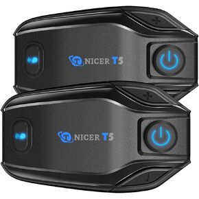 TNICER Motorcycle Bluetooth Headset, T5 Helmet Bluetooth Headset 500m 2-Way Motorcycle Bluetooth Communication System, Music Sharing & Universal Pairing(2 Pack)