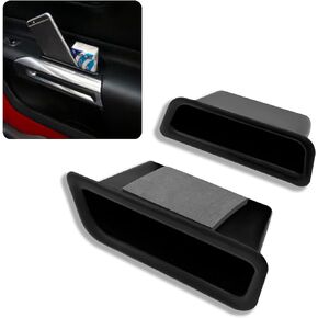 Middrivr 2PCS Car Door Side Storage Box, ABS Tray Insert Glove Pallet for Side Armrest Phone Pocket Organize Car Interior Accessorie Compatible with Mustang 2015-2022