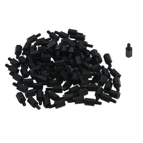 Antrader M3 x 5+6mm Nylon Male Female Thread Hex Nuts Spacer Standoff Screw PCB Pillar Black 100pcs