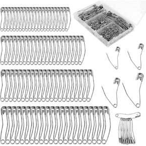 160pcs Curved Safety Pins, 4 Sizes Quilting Basting Pins Bent Safety Pins Sewing Safety Pins Accessories for Crafting Quilting Knitting Sewing (Silver)