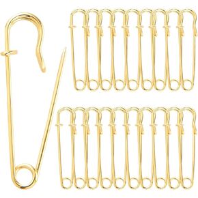 Sibba Large Safety Pins, 20Pcs Safety Pins Heavy Duty, Safety Pins for Clothes, Blanket Safety Pins, Pins Fasteners for Clothes, Leather, Crafts, Canvas, Blankets, Shawls, Kilts(Gold)