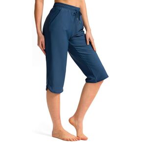 Pudolla Women's Swim Capris 18" Quick Dry UPF50+ Swimsuit Pants Long Board Shorts for Women with Pockets