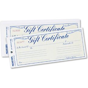 Rediform Rediform Gift Certificates w/ Envelopes (RED98002),Gold/Yellow