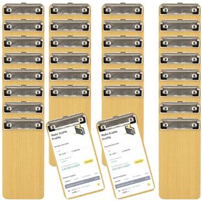 SHUESS 30 Pack Wood Mini Clipboard Bulk, Wooden Half Page Clipboard, 8 x 4 Inch, Wooden Check Presenters for Restaurants, Server Book, Menu Holder for Cafes, Guest Check Book