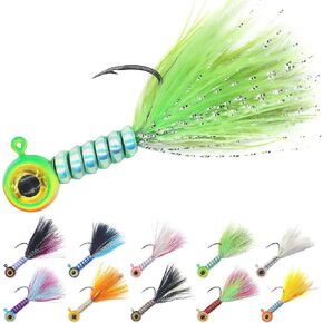 LURELINK-Crappie-Jigs-Marabou-Hair-Jigs-for-Crappie-Fishing-baits-and-lures عدة بانفيش تراوت 1/8 1/16 1/32 أونصة