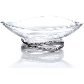 nambe Braid Centerpiece Bowl | Fruit Display Bowl | Decorative Bowl for Table Décor or Kitchen Counter | Chrome Plate and Glass | Modern Centerpiece | 11-Inch