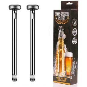 poevic Beer Chiller Sticks for Bottles with Bottle Opener, 2 Pc. Set, Reusable Freezer Safe Chilling Rods, BPA Free Stainless Steel, Chill Drinks Fast, Unique Birthday, for Dad, Boyfriend