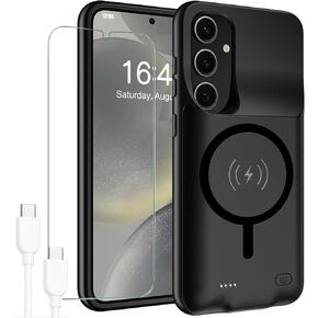 Battery Case for Galaxy S24 Plus(6.7inch),[12000mAh]Large capacity Slim Portable Protective Fast Charging Case Battery Case Compatible with Galaxy S24 Plus Wireless Charging Case with Carplay-Black