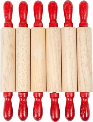 READY 2 LEARN Mini Wooden Rolling Pins - Set of 6-7.25 inches - Turning Handles - Rollers for Kids' Dough, Crafts, Imaginative Play in Saudi Arabia