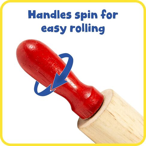 READY 2 LEARN Mini Wooden Rolling Pins - Set of 6-7.25 inches - Turning Handles - Rollers for Kids' Dough, Crafts, Imaginative Play in Saudi Arabia