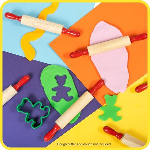 READY 2 LEARN Mini Wooden Rolling Pins - Set of 6-7.25 inches - Turning Handles - Rollers for Kids' Dough, Crafts, Imaginative Play in Saudi Arabia