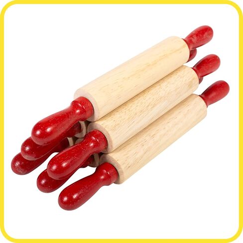 READY 2 LEARN Mini Wooden Rolling Pins - Set of 6-7.25 inches - Turning Handles - Rollers for Kids' Dough, Crafts, Imaginative Play in Saudi Arabia