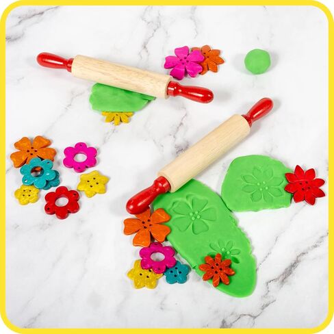 READY 2 LEARN Mini Wooden Rolling Pins - Set of 6-7.25 inches - Turning Handles - Rollers for Kids' Dough, Crafts, Imaginative Play in Saudi Arabia
