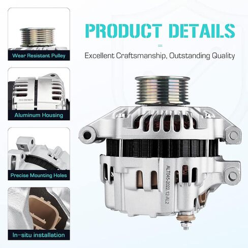 Alternator Fit for Honda CR-V 2.4 2.4L 2002 2003 2004 2005 2006, Fit for Acura RSX 2.0 2.0L 2002 2003 2004 2005 2006, Replace for 90-27-3315N, 90-27-3315, 1-2530-01MI, 31100-PND-004 in Saudi Arabia