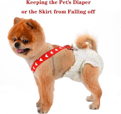 TESSVEYA 4 Pcs Dog Diaper Suspenders | Cat Suspenders | Female Male Dog Skirt Dress & Diaper Keeper | for Small Medium and Large Dogs (Square,Heart, M) in Saudi Arabia