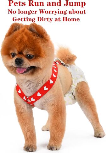 TESSVEYA 4 Pcs Dog Diaper Suspenders | Cat Suspenders | Female Male Dog Skirt Dress & Diaper Keeper | for Small Medium and Large Dogs (Square,Heart, M) in Saudi Arabia