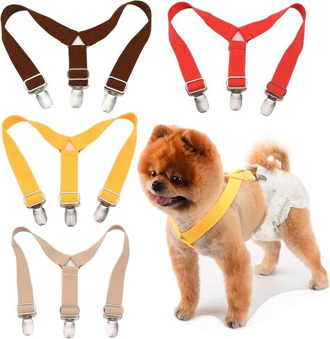 TESSVEYA 4 Pcs Dog Diaper Suspenders | Cat Suspenders | Female Male Dog Skirt Dress & Diaper Keeper | for Small Medium and Large Dogs (Square,Heart, M) in Saudi Arabia