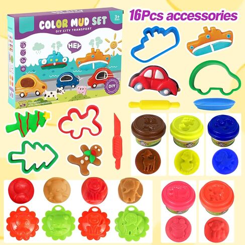 مجموعة عجينة اللعب الملونة عزيزي دير للأطفال من سن 4 إلى 8 سنوات، لعب الديناصورات وقوالب الحيوانات وإكسسوارات العجين 34 قطعة، مجموعة أدوات لعب لعبة العجين الملونة 12 قطعة غير سامة، مجموعة ألعاب إبداعات الحفلات in Kuwait