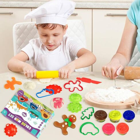 مجموعة عجينة اللعب الملونة عزيزي دير للأطفال من سن 4 إلى 8 سنوات، لعب الديناصورات وقوالب الحيوانات وإكسسوارات العجين 34 قطعة، مجموعة أدوات لعب لعبة العجين الملونة 12 قطعة غير سامة، مجموعة ألعاب إبداعات الحفلات in Kuwait