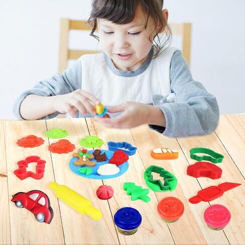 مجموعة عجينة اللعب الملونة عزيزي دير للأطفال من سن 4 إلى 8 سنوات، لعب الديناصورات وقوالب الحيوانات وإكسسوارات العجين 34 قطعة، مجموعة أدوات لعب لعبة العجين الملونة 12 قطعة غير سامة، مجموعة ألعاب إبداعات الحفلات in Kuwait