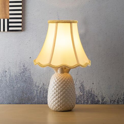 Bell Lamp Shade, Saangseon White Silk Shantung Scalloped Lampshade Replacement, 7'' Top x 14'' Bottom x 10.5'' Slant Height x 10'' Vertical Height, Brass Spider in Saudi Arabia