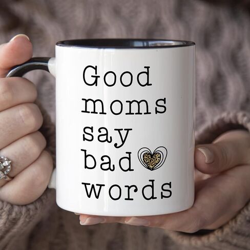 YouNique Designs Good Moms Say Bad Words Mug، 11 أونصة، كوب قهوة فريد من نوعه لعيد الأم من الابنة والابن، كوب أفضل أم على الإطلاق (مقبض أسود) in Saudi Arabia