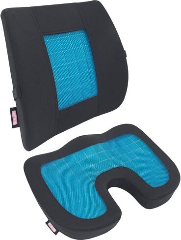 Motor Trend Car Lumbar Support & Cooling Seat Cushion, Combo Set - Made with Memory Foam for Maximum Coccyx Comfort & Back Tailbone Pain Relief, Ideal for Car and Office Chairs in Saudi Arabia