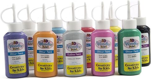 مجموعة أنشطة الطلاء العجيب اللامعة ثلاثية الأبعاد من إبداع الأطفال - مجموعة طلاء فنية فاخرة للنافذة، باللون الأصفر in Kuwait