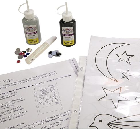 مجموعة أنشطة الطلاء العجيب اللامعة ثلاثية الأبعاد من إبداع الأطفال - مجموعة طلاء فنية فاخرة للنافذة، باللون الأصفر in Kuwait