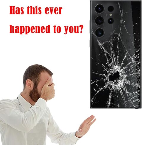 بديل زجاجي خلفي لهاتف Galaxy S23 Ultra لهاتف Samsung Galaxy S23 Ultra غطاء خلفي زجاجي مع شريط مثبت مسبقًا وعدسة كاميرا + أدوات (أسود) in Saudi Arabia