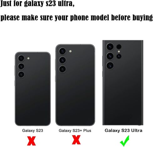 بديل زجاجي خلفي لهاتف Galaxy S23 Ultra لهاتف Samsung Galaxy S23 Ultra غطاء خلفي زجاجي مع شريط مثبت مسبقًا وعدسة كاميرا + أدوات (أسود) in Saudi Arabia