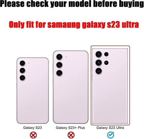 بديل الزجاج الخلفي LiXiongBao S23 Ultra لهاتف Samsung Galaxy S23 Ultra غطاء خلفي زجاجي مع شريط مثبت مسبقًا وعدسة كاميرا + أدوات (أسود) in Kuwait