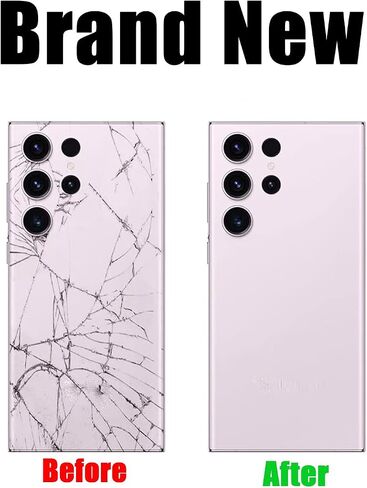 بديل الزجاج الخلفي LiXiongBao S23 Ultra لهاتف Samsung Galaxy S23 Ultra غطاء خلفي زجاجي مع شريط مثبت مسبقًا وعدسة كاميرا + أدوات (أسود) in Kuwait