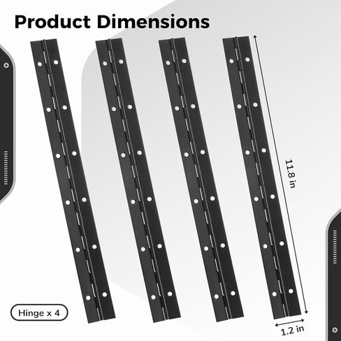 anjetan 4 قطع مفصلات البيانو المستمرة، مفصلات من الفولاذ المقاوم للصدأ شديدة التحمل مقاس 12 بوصة مع برغي، مفصلات قارب البيانو، مفصل باب خزانة قابل للطي in Kuwait
