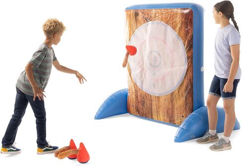 Hearthsong Giant Double-Sided Inflatable Axe-Throwing and Ball-Toss Target Game, 58.5" L x 41" W x 58.5" H, Ages 3 and Up in Kuwait