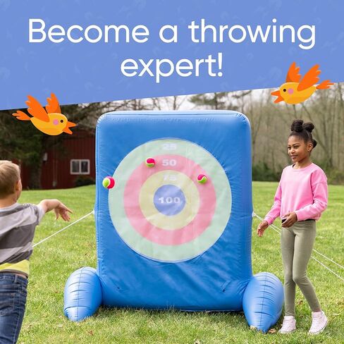 Hearthsong Giant Double-Sided Inflatable Axe-Throwing and Ball-Toss Target Game, 58.5" L x 41" W x 58.5" H, Ages 3 and Up in Kuwait