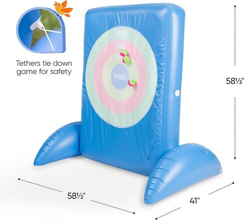 Hearthsong Giant Double-Sided Inflatable Axe-Throwing and Ball-Toss Target Game, 58.5" L x 41" W x 58.5" H, Ages 3 and Up in Kuwait