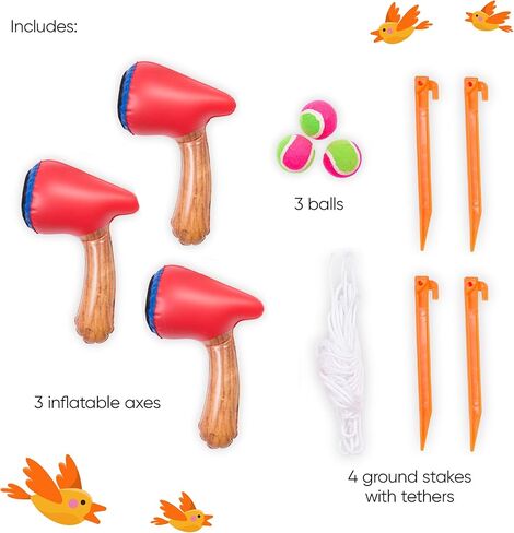 Hearthsong Giant Double-Sided Inflatable Axe-Throwing and Ball-Toss Target Game, 58.5" L x 41" W x 58.5" H, Ages 3 and Up in Kuwait