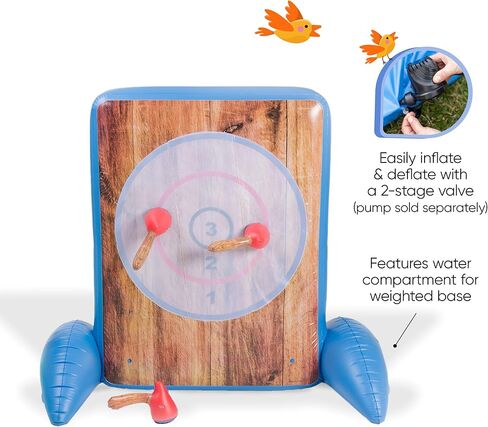 Hearthsong Giant Double-Sided Inflatable Axe-Throwing and Ball-Toss Target Game, 58.5" L x 41" W x 58.5" H, Ages 3 and Up in Kuwait