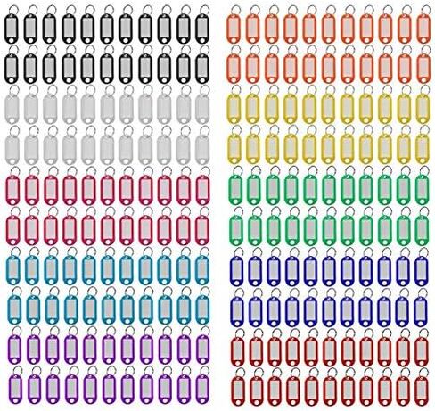 علامات مفاتيح بلاستيكية من OHAHA 220 قطعة، 10 علامات مفاتيح بألوان متنوعة مع نافذة تسمية حلقية مقسمة، وبطاقات تعريف رئيسية لبطاقة الاسم، وعلامة سلسلة المفاتيح، وبطاقات الأمتعة، مناسبة للتصنيف in Kuwait