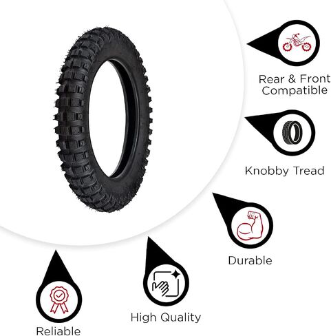 AlveyTech 2.50-10 Rear Tire - Fits the Razor MX500 & MX650 Dirt Rocket, Back Wheel Replacement, Heavy Duty Rubber Tires for Gas and Electric Dirt Pit Bike, Mini Rocket Scooter, 1-Pack in Saudi Arabia