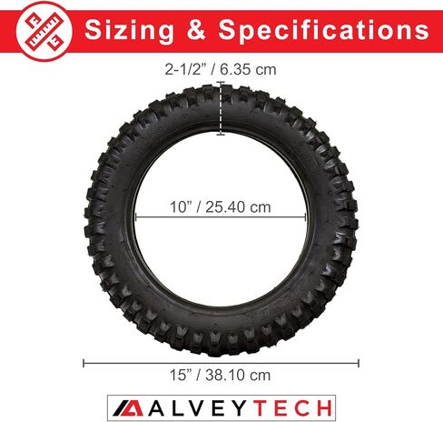 AlveyTech 2.50-10 Rear Tire - Fits the Razor MX500 & MX650 Dirt Rocket, Back Wheel Replacement, Heavy Duty Rubber Tires for Gas and Electric Dirt Pit Bike, Mini Rocket Scooter, 1-Pack in Saudi Arabia