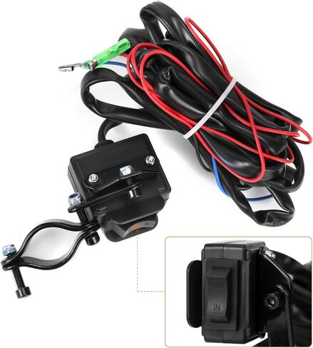 QWORK Universal 12V الملف اللولبي التتابع ونش الروك الإبهام التبديل كومبو لروافع ATV UTV 2000-5000 رطل مع هيكل فولاذي قوي، لمسة نهائية سوداء مطلية بالمسحوق، سهلة التركيب in Kuwait