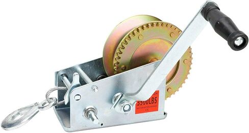 BLACKHORSE-RACING 3500 lbs Hand Winch with 33FT Cable, Hardened Steel 2 Gear Manual Crank Winch for ATV RV Boat Trailer Truck Marine Winch Heavy Duty Hand Crank Winch with Hook in Saudi Arabia