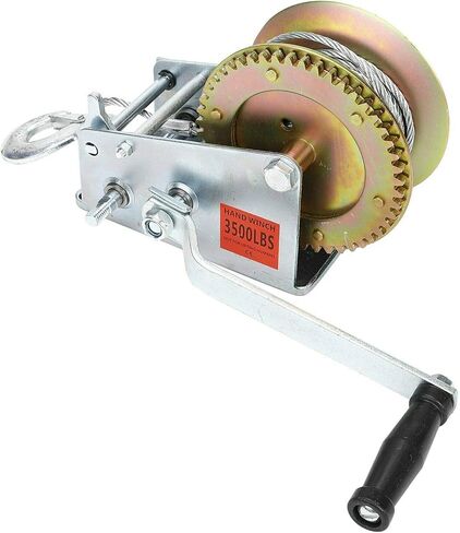 BLACKHORSE-RACING 3500 lbs Hand Winch with 33FT Cable, Hardened Steel 2 Gear Manual Crank Winch for ATV RV Boat Trailer Truck Marine Winch Heavy Duty Hand Crank Winch with Hook in Saudi Arabia