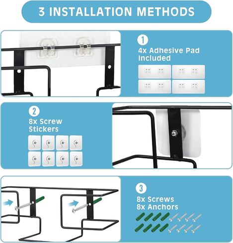Glove Holder for Wall Mount - Latex Glove Holder Wire Glove Dispenser for Wall Disposable Glove Box for Rubber Latex Gloves Organizer Facial Tissue (Black) in Saudi Arabia