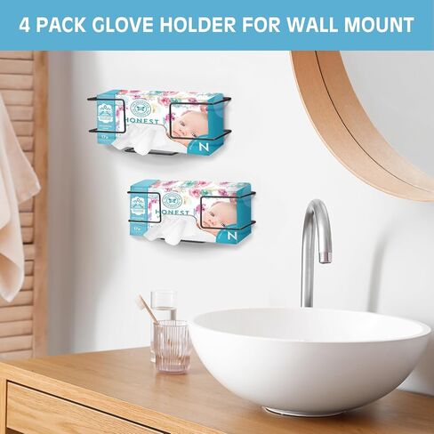 Glove Holder for Wall Mount - Latex Glove Holder Wire Glove Dispenser for Wall Disposable Glove Box for Rubber Latex Gloves Organizer Facial Tissue (Black) in Saudi Arabia