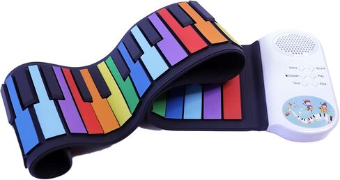 iLearnMusic Roll Up Piano | Portable Keyboard Piano | Hand Roll Electric Piano Keyboard | Premium Silicone & Built-In Speakers (49 Keys, White) in Saudi Arabia