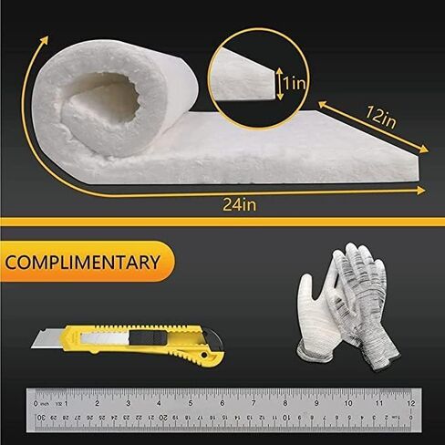 TITGGI Kaowool بطانية عازلة من ألياف السيراميك المقاومة للحريق (2400F 1 بوصة × 12 بوصة × 24 بوصة)، بطانية من ألياف السيراميك ذات درجة الحرارة العالية للمواقد والأفران وغسالة الأطباق وعزل الفرن in Kuwait